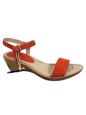 NIB $54 White Mountain Corkys Chili Red Suede Wedge Sandals Womens SZ 8M
